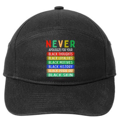 Never Apologize For Your Blackness - Black History Month 7-Panel Snapback Hat