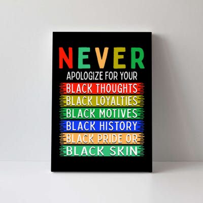 Never Apologize For Your Blackness - Black History Month Canvas