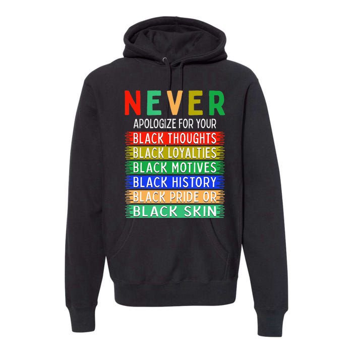 Never Apologize For Your Blackness - Black History Month Premium Hoodie