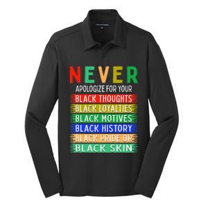 Never Apologize For Your Blackness - Black History Month Silk Touch Performance Long Sleeve Polo