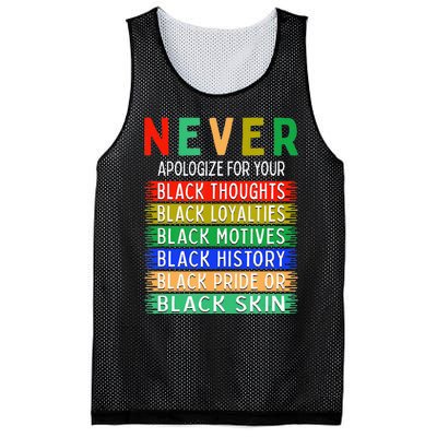 Never Apologize For Your Blackness - Black History Month Mesh Reversible Basketball Jersey Tank