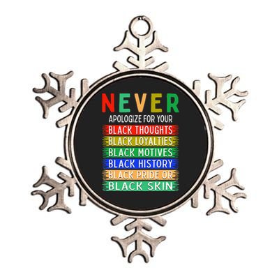 Never Apologize For Your Blackness - Black History Month Metallic Star Ornament