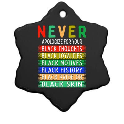 Never Apologize For Your Blackness - Black History Month Ceramic Star Ornament