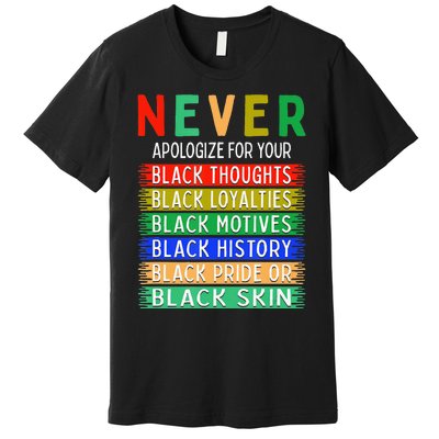 Never Apologize For Your Blackness - Black History Month Premium T-Shirt