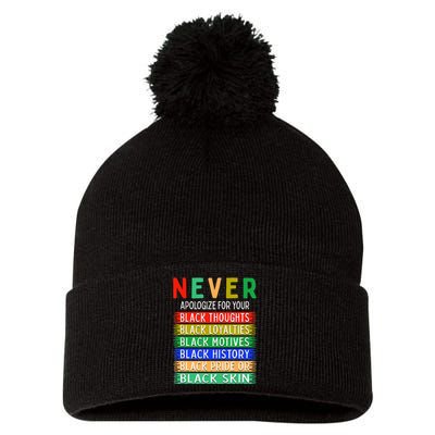 Never Apologize For Your Blackness - Black History Month Pom Pom 12in Knit Beanie