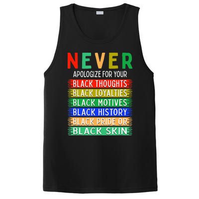 Never Apologize For Your Blackness - Black History Month PosiCharge Competitor Tank