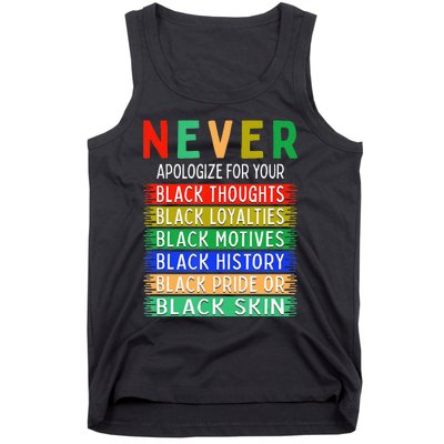 Never Apologize For Your Blackness - Black History Month Tank Top