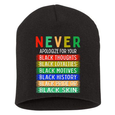 Never Apologize For Your Blackness - Black History Month Short Acrylic Beanie