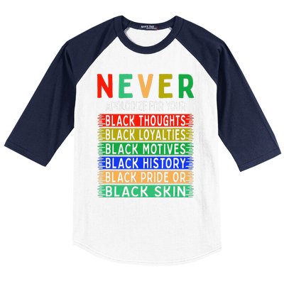 Never Apologize For Your Blackness - Black History Month Baseball Sleeve Shirt