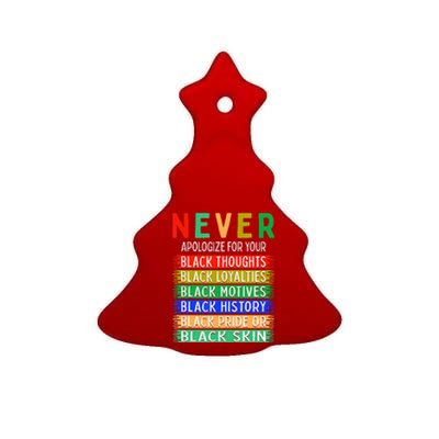 Never Apologize For Your Blackness - Black History Month Ceramic Tree Ornament