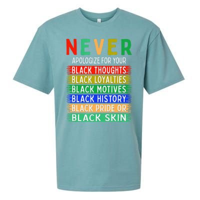 Never Apologize For Your Blackness - Black History Month Sueded Cloud Jersey T-Shirt