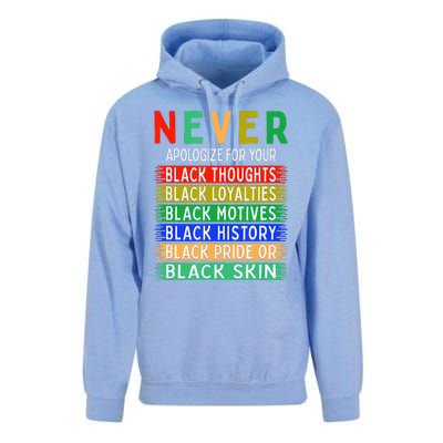 Never Apologize For Your Blackness - Black History Month Unisex Surf Hoodie