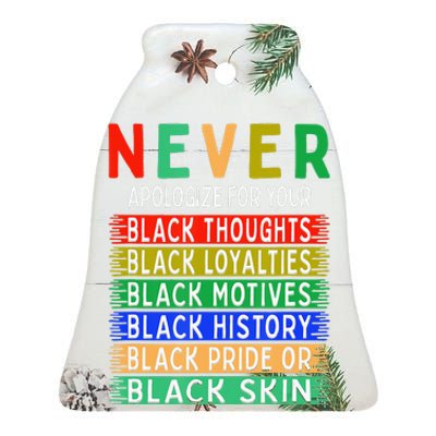 Never Apologize For Your Blackness - Black History Month Ceramic Bell Ornament