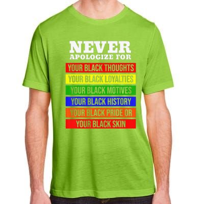 Never Apologize For Your Blackness Black History Month Adult ChromaSoft Performance T-Shirt