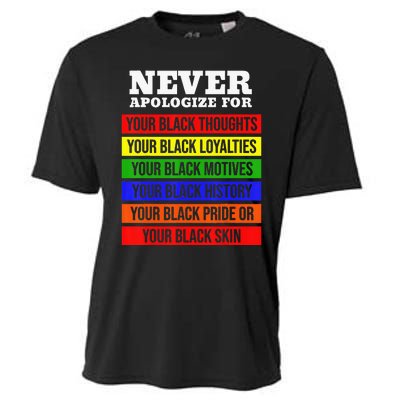 Never Apologize For Your Blackness Black History Month Cooling Performance Crew T-Shirt