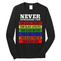 Never Apologize For Your Blackness Black History Month Long Sleeve Shirt