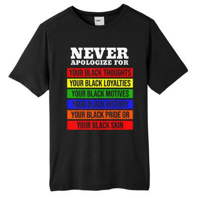 Never Apologize For Your Blackness Black History Month Tall Fusion ChromaSoft Performance T-Shirt