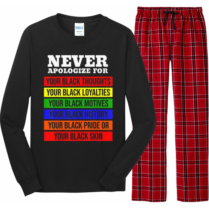 Never Apologize For Your Blackness Black History Month Long Sleeve Pajama Set