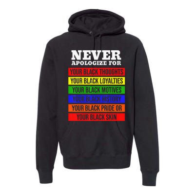 Never Apologize For Your Blackness Black History Month Premium Hoodie