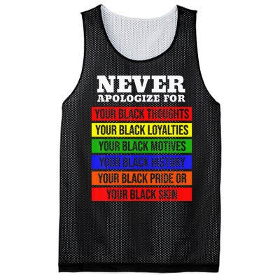 Never Apologize For Your Blackness Black History Month Mesh Reversible Basketball Jersey Tank