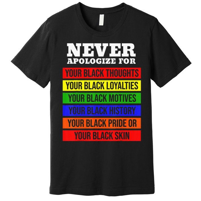 Never Apologize For Your Blackness Black History Month Premium T-Shirt