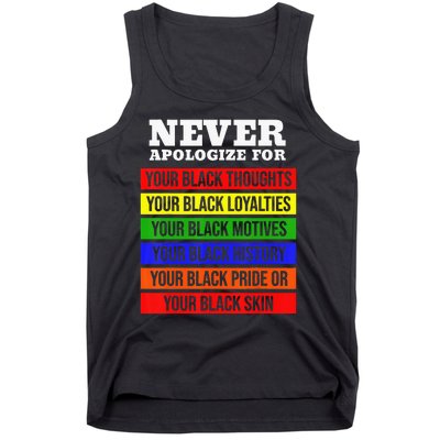 Never Apologize For Your Blackness Black History Month Tank Top