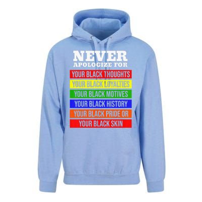 Never Apologize For Your Blackness Black History Month Unisex Surf Hoodie