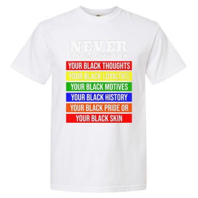 Never Apologize For Your Blackness Black History Month Garment-Dyed Heavyweight T-Shirt