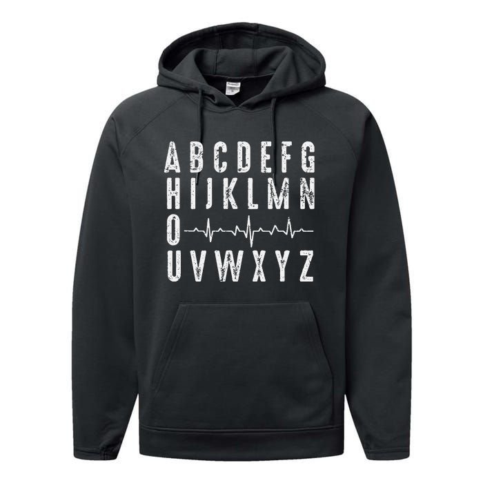 Nurse AbcS Funny Pqrst Ecg Heart Rhythm Performance Fleece Hoodie