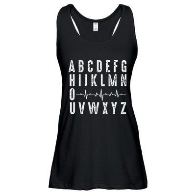 Nurse AbcS Funny Pqrst Ecg Heart Rhythm Ladies Essential Flowy Tank