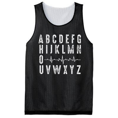 Nurse AbcS Funny Pqrst Ecg Heart Rhythm Mesh Reversible Basketball Jersey Tank