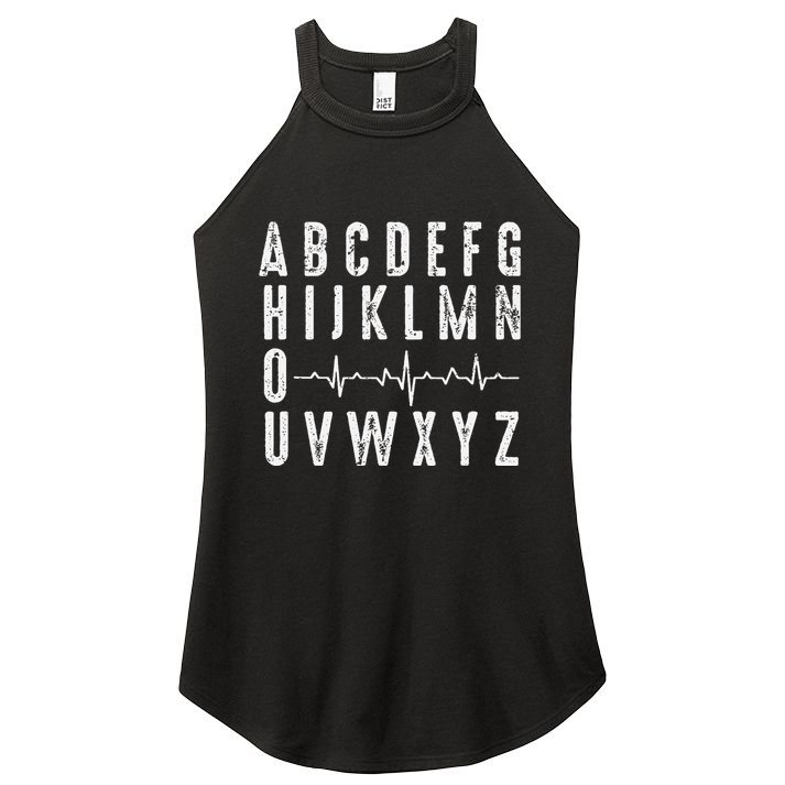 Nurse AbcS Funny Pqrst Ecg Heart Rhythm Women's Perfect Tri Rocker Tank