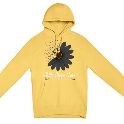 Narcolepsy Awareness Faith Hope Love Black Ribbon Support Gift Premium Pullover Hoodie