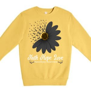 Narcolepsy Awareness Faith Hope Love Black Ribbon Support Gift Premium Crewneck Sweatshirt