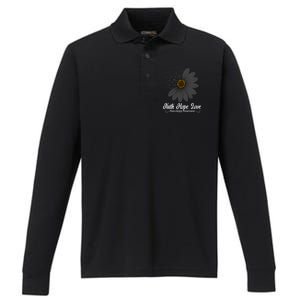 Narcolepsy Awareness Faith Hope Love Black Ribbon Support Gift Performance Long Sleeve Polo