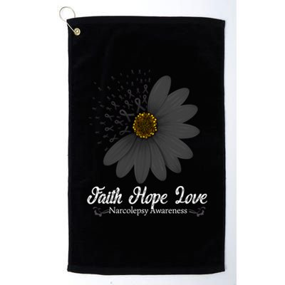 Narcolepsy Awareness Faith Hope Love Black Ribbon Support Gift Platinum Collection Golf Towel