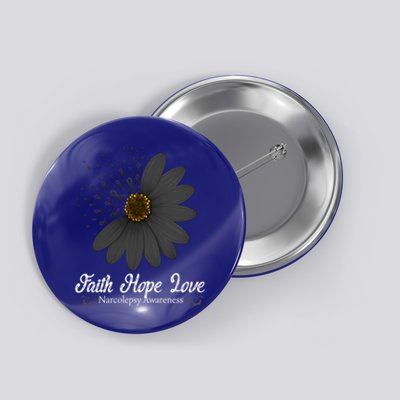 Narcolepsy Awareness Faith Hope Love Black Ribbon Support Gift Button