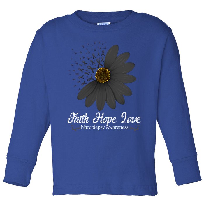 Narcolepsy Awareness Faith Hope Love Black Ribbon Support Gift Toddler Long Sleeve Shirt