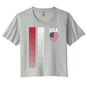 National America Flag USA American Football Fan Soccer Team Women's Crop Top Tee