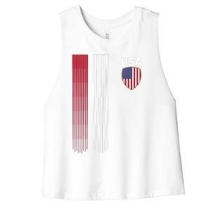 National America Flag USA American Football Fan Soccer Team Women's Racerback Cropped Tank