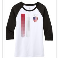 National America Flag USA American Football Fan Soccer Team Women's Tri-Blend 3/4-Sleeve Raglan Shirt