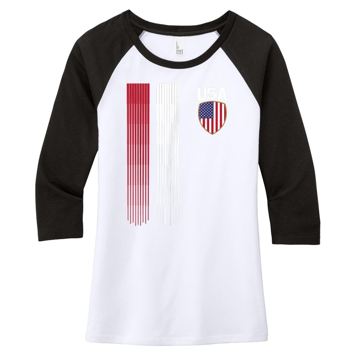 National America Flag USA American Football Fan Soccer Team Women's Tri-Blend 3/4-Sleeve Raglan Shirt