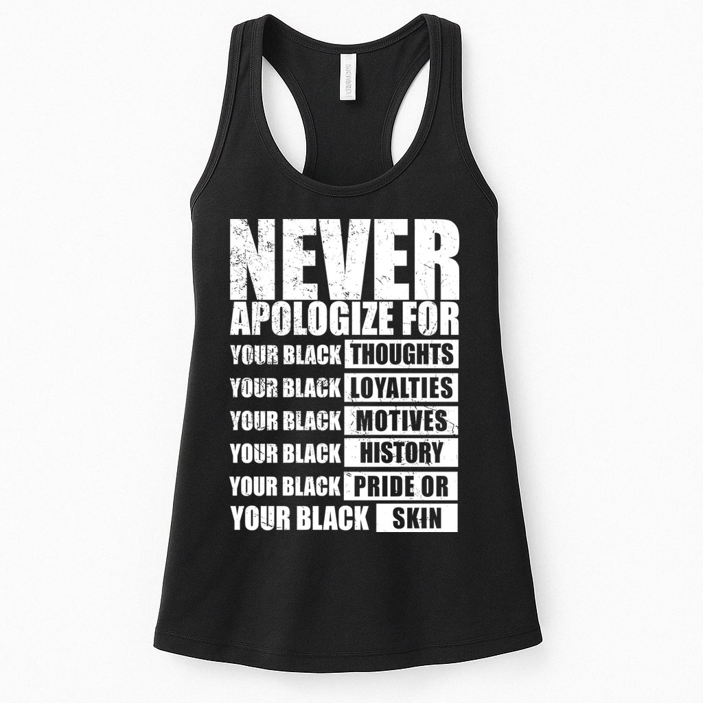 Never Apologize For Your Black Thoughts Black History Month Womens Tank Top