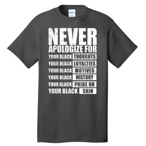 Never Apologize For Your Black Thoughts Black History Month Tall T-Shirt