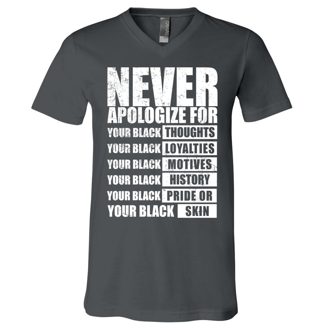 Never Apologize For Your Black Thoughts Black History Month V-Neck T-Shirt