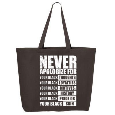 Never Apologize For Your Black Thoughts Black History Month 25L Jumbo Tote