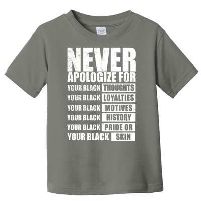 Never Apologize For Your Black Thoughts Black History Month Toddler T-Shirt