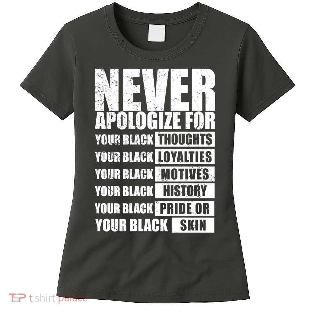 Never Apologize For Your Black Thoughts Black History Month Womens T-Shirt