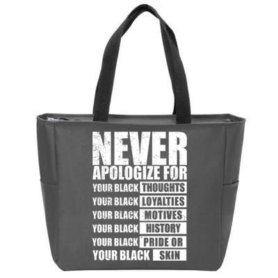 Never Apologize For Your Black Thoughts Black History Month Zip Tote Bag