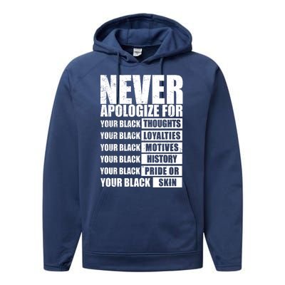 Never Apologize For Your Black Thoughts Black History Month Performance Fleece Hoodie